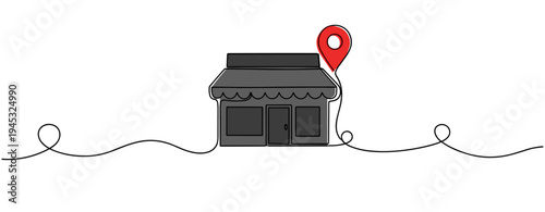 Shop marked by location pin above storefront on line. no editable stroke