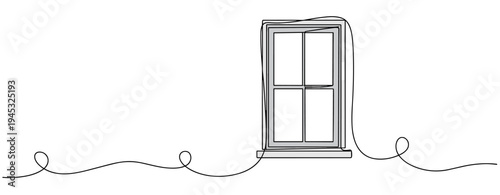 Closed window frame centered on white interior background. no editable stroke