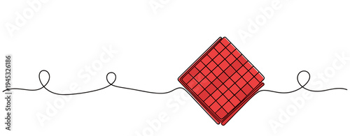 Folded cloth napkin with check pattern in continuous line