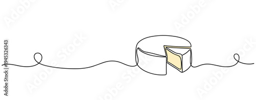 Cheese wheel with wedge removed on continuous line