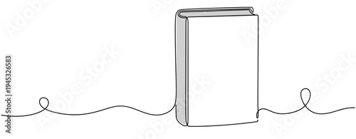 Hardcover book standing upright on wavy line background