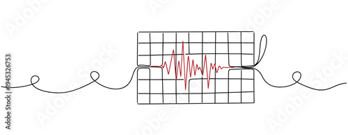 Electrocardiogram waveform displayed on grid with pulse line