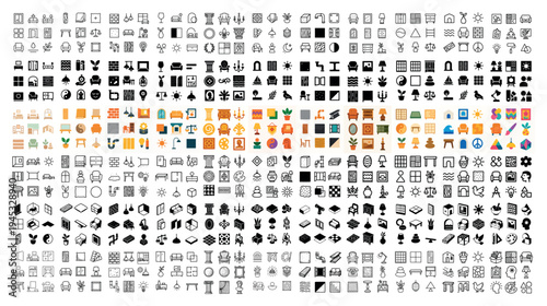 Interface micro icons with phone gear chart flat