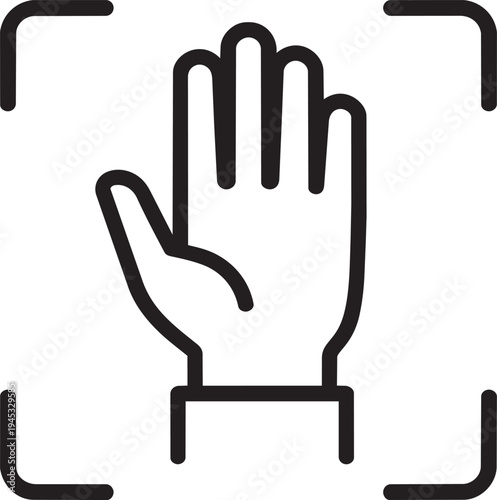 Palm recognition hand scanning linear sign for identity biometric verification and authentication technology isolated vector