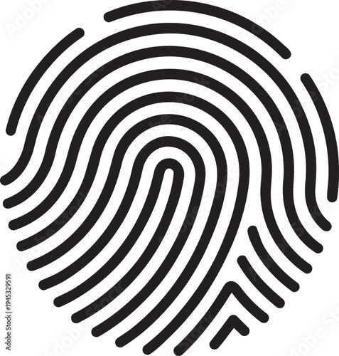 Fingerprint scanner thumbprint recognition linear sign for identity biometric verification and authentication technology isolated vector