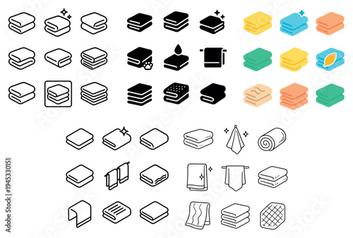 Linen icons with towel stack and roll minimal