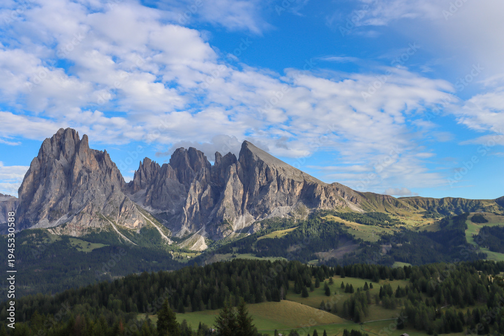 Fototapeta premium Limestone walls towering in alpine panorama
