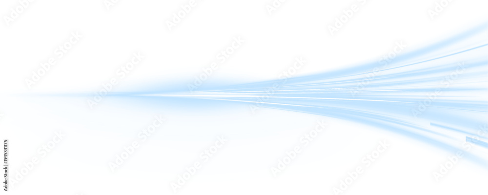 Obraz premium Blue neon wave curves smoothly across the scene with glowing particles. The light ribbon forms elegant futuristic motion lines. Abstract digital background PNG.