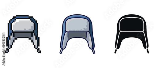 Evolution of winter hats: pixel, vector, and silhouette styles