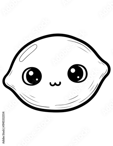 Vector cartoon kawaii lemon face illustration