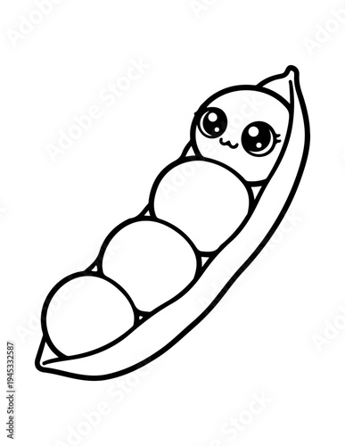 Vector illustration of a cute cartoon pea pod character