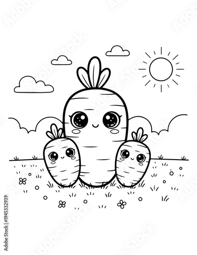 Set of 3 cute cartoon radish characters vector