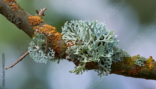 the fruticose lichen evernia prunastri on a tree branch