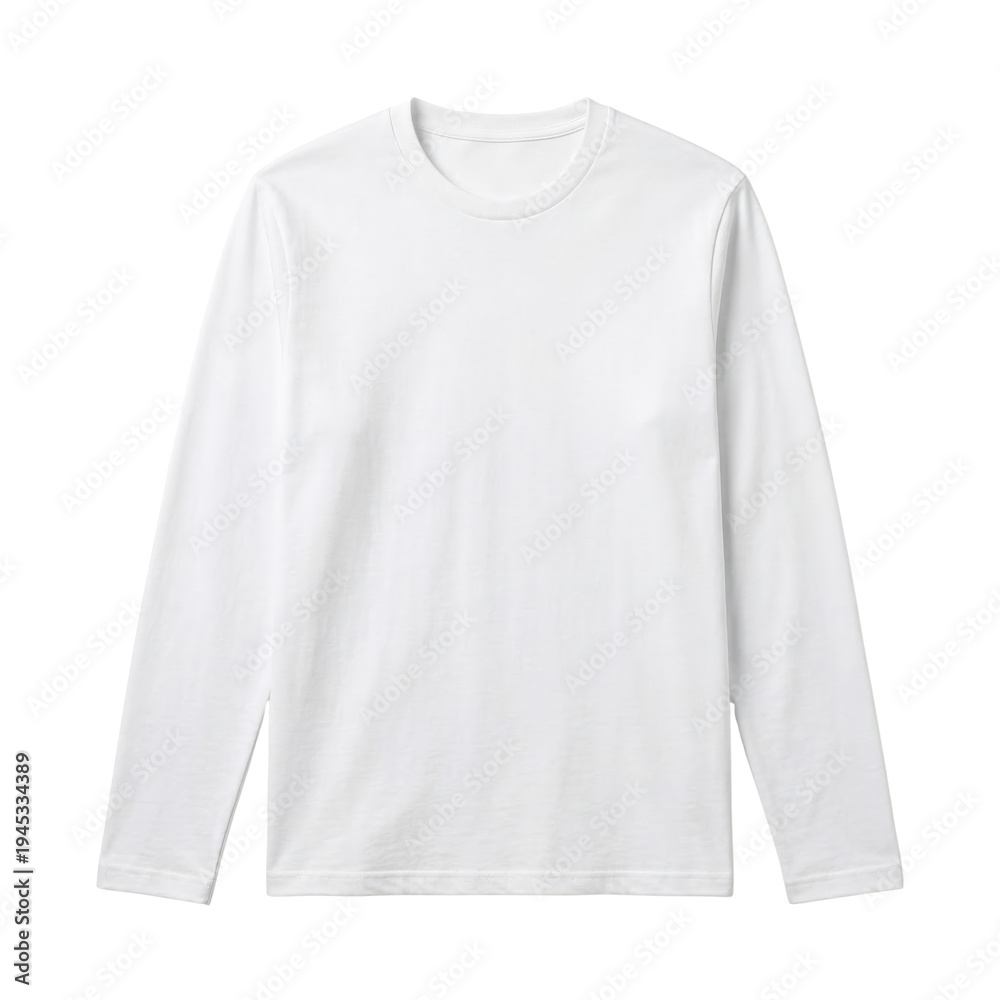 Fototapeta premium Basic white long sleeve cotton crewneck t-shirt