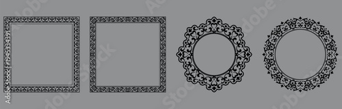 Set of decorative frames Elegant vector element for design in Eastern style, place for text. Floral black and gray frames. Lace illustration for invitations and greeting cards
