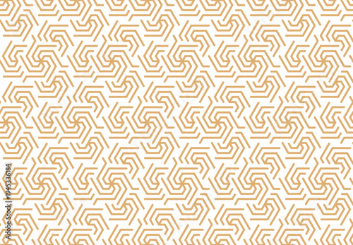 Abstract geometric pattern with stripes, lines. Seamless vector background. White and golden ornament. Simple lattice graphic design