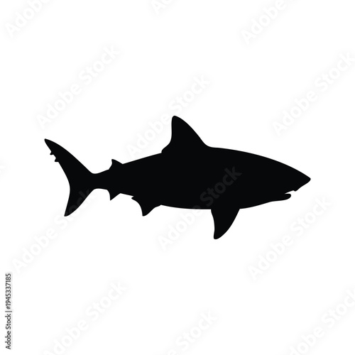 shark under water surface silhouette vector illustration, black and white shark swimming in the ocean silhouette vector illustration