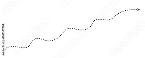Black wavy dashed line arrow indicating upward progress. Vector illustration
