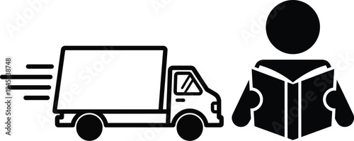 Delivery truck and person holding a package