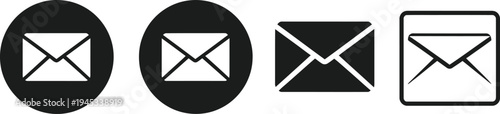 Four envelope icons in various styles and shapes