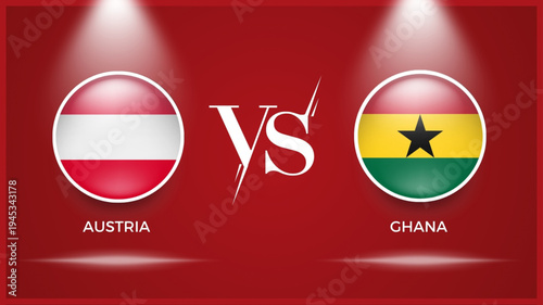 austria vs ghana flag use for uefa european play off world cup 2026 template banner design.