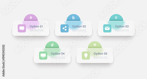 White matte glass infographic elements for data visualization. White infographic template for business portfolio