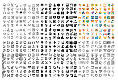 Interface icons with user gear and chat outline
