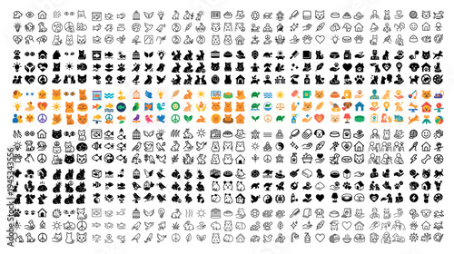 Web icons with home heart star colorful