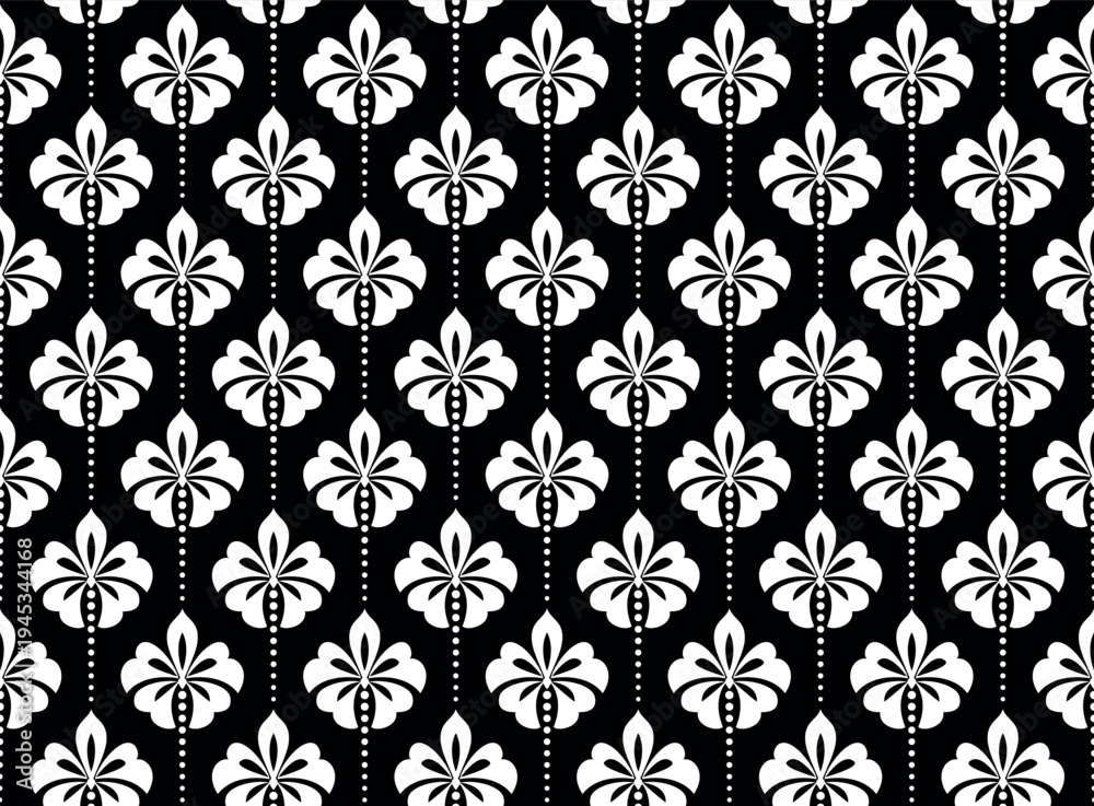 Fototapeta premium Flower geometric pattern. Seamless vector background. White and black ornament.
