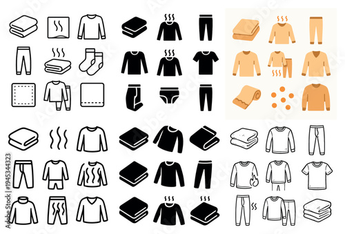 Clothing icons with sweater pants towel minimal