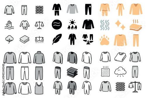 Clothing apparel icons with sweater pants hanger minimal