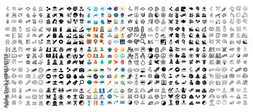 Web icons with arrow star cloud minimal