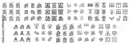 Real estate law icons with building scale thin