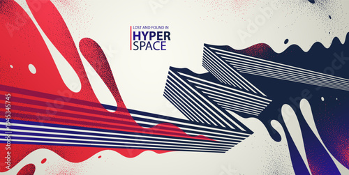 Dynamic vector abstract background, lines in perspective with energy blast of a lava fluid in 3D space, splash in motion, modern creative art wallpaper.