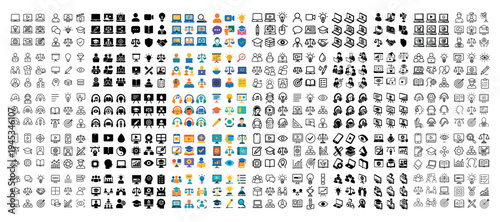 Communication icons with people devices outline