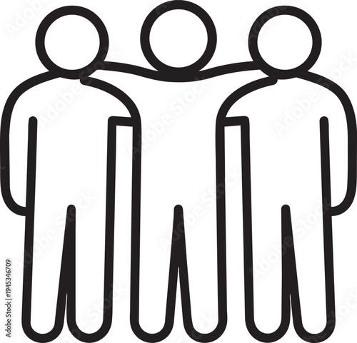 Neighbors community people group linear sign for communal housing public utility social network isolated vector illustration