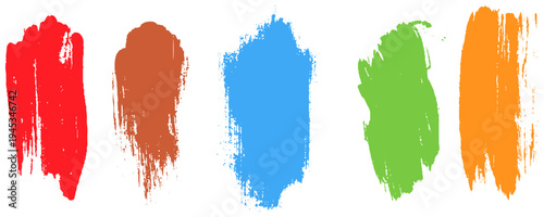 Colorful irregular swatches of pigment or paint in a horizontal row.
