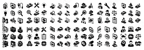 Tools icons with box wrench monitor bold
