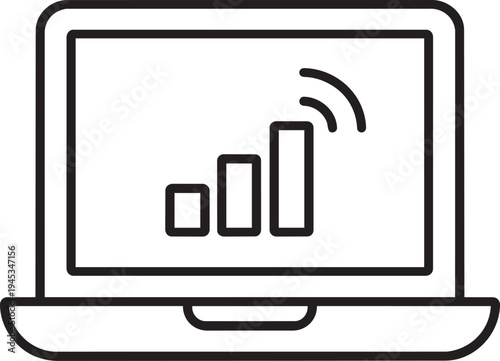 Internet connection wifi signal on laptop linear sign for communal housing public utility service isolated vector