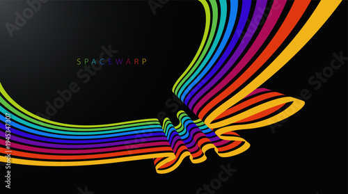 3D lines in 3D perspective colored in rainbow colors vector abstract background, bright wallpaper with dimensional curvy stripes.