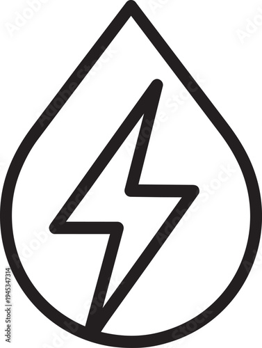 Water and electricity drop lightning linear sign for communal housing public utility power supply isolated vector