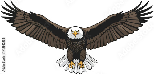 Majestic bald eagle spreads its wings in a powerful display of flight