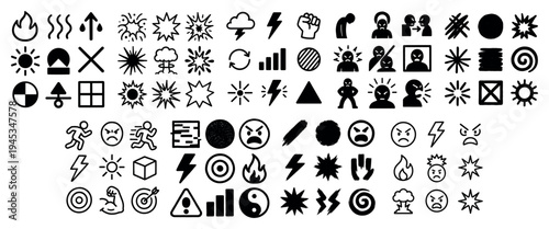 Hazard icons with sun star bolt minimal