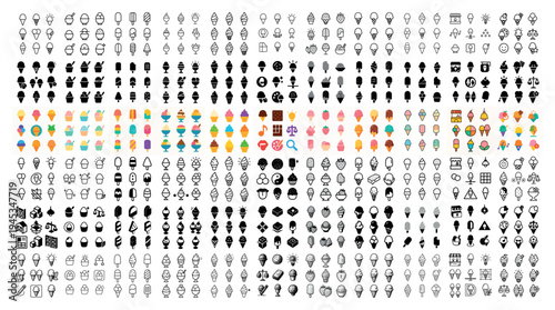 Dessert icons with ice cream cone popsicle colorful