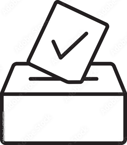 Voting ballot box choice linear sign for communal housing public utility election decision isolated vector illustration