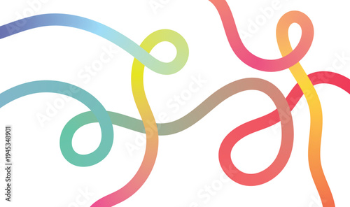 Vibrant Rainbow Ribbon Loops & Flowing Curves Abstract | Colorful Gradient Organic Swirls Background | Trendy Playful Fluid Harmony Backdrop