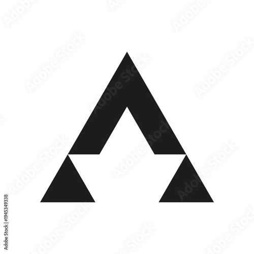 Letter A logo with crown black and white negative space minimalist, geometric initial mark icon for premium business, startup or identity visual project.
