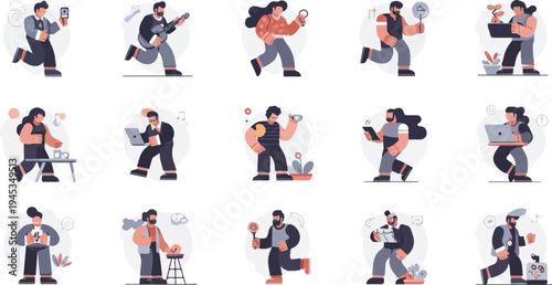 Diverse individuals engaged in various daily activities and hobbies (1)