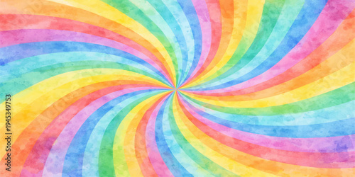 An abstract vector illustration of a colorful rainbow spectrum featuring bright multicolor stripes and wavy light curves in a vibrant geometric wallpaper design