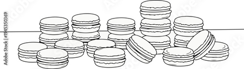 Stacked and scattered delicate circular pastries with textured edges